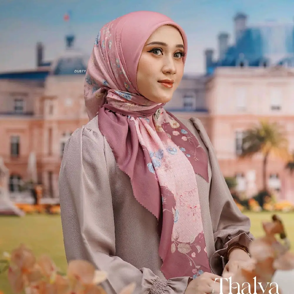 Thalya Scarf by Nadheera Luxury jilbab segi empat motif premium. Muslim Voal Kerudung Wanita