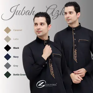 Zeefora Gamis Azka Jubah Saudi Basic Thobe Pria Dewasa Kancing Snap Lengan Panjang Berkualitas