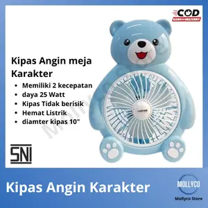 Kipas Angin Karater 10inch/Kipas angin meja listrik/Table Fan/Kipas Karakter Beruang