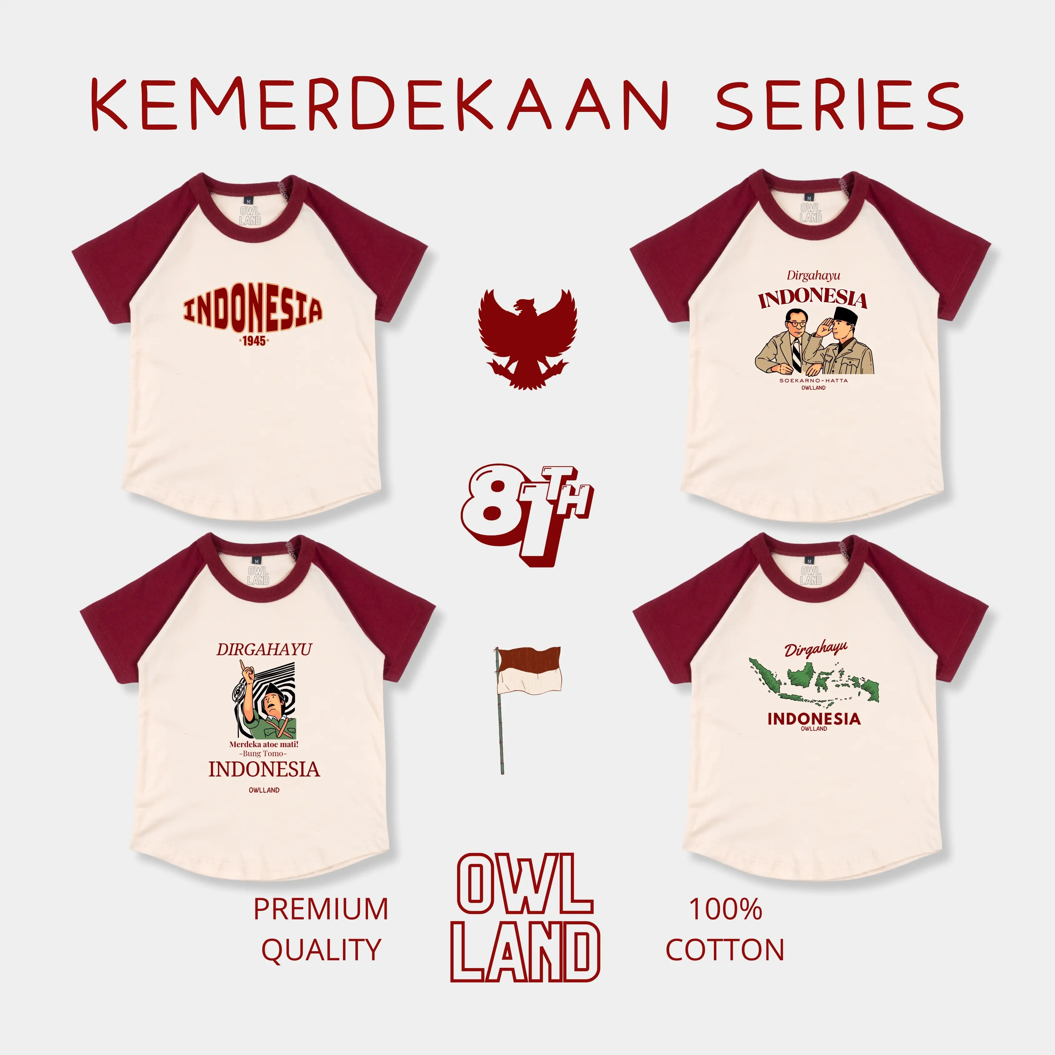 Kaos Raglan Anak Kemerdekaan Series Cotton 30s Unisex 1-10 Tahun