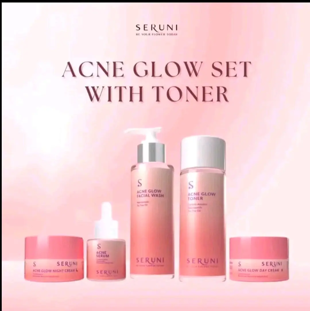 PAKET SERUNI ACNE GLOW SET - PAKET UNTUK KULIT BERJERAWAT DAN BERUNTUSAN - PAKET MENCERAHKAN WAJAH Niacinamide Extract Perawatan Muka Facial