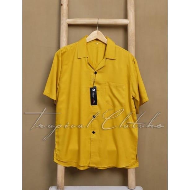 Kemeja Hawai Polos Lengan Pendek Pria/Wanita Rayon Premium Model Reguler - Baju,  Basic 5