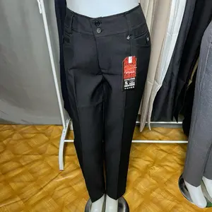 Celana kerja wanita kantoran formal bahan semi woll resleting standar jumbo panjang kantong sekoder Nyaman Tebal Kain Lembut Hitam High