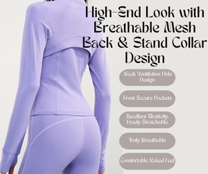 Style Naked-Feel Yoga Top – Slim-Fit Zip-Up Sports Jacket for Women | High-End Look with Breathable Mesh Back & Stand Collar Design [YA5]