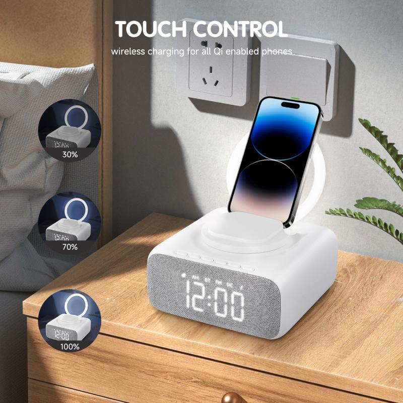 Product Introduction of Smart Alarm Clock Snooze Function Charging Station Radio Alarm Clock ， Alarm Clock Bluetooth Speaker Mains Operated Digital Alarm Clock without Ticking 27