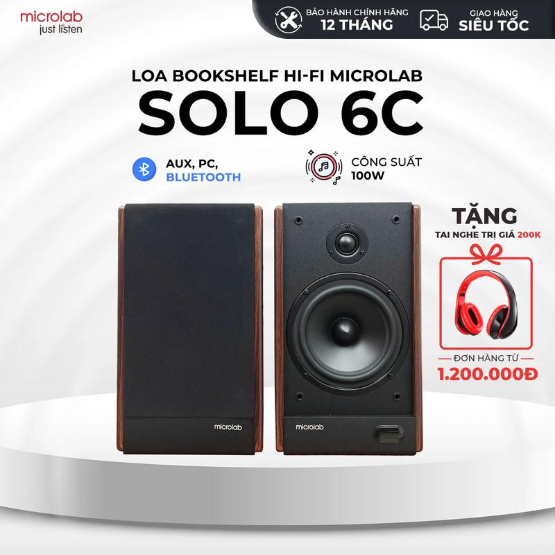 Microlab Loa Kệ Sách Bluetooth Solo 6C 2.0 Công Suất 100W Hi-Fi Âm Thanh Chất Lượng Cao Vỏ Gỗ Tự Nhiên Kết Nối Bluetooth & RCA