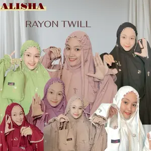 MUKENA TERUSAN BORDIR BUNGA BAHAN RAYON TWILL PREMIUM DINGIN