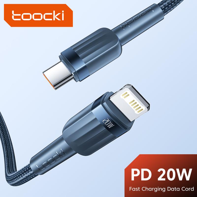 Cáp Type C sang IOS, Toocki, Cáp sạc nhanh PD 20W, Dây dữ liệu USB C, Tương thích với iPhone 13, 12, 11, Pro Max, XS, X, 8 Plus, Máy tính bảng và bộ sạc máy tính xách tay Phụ Kiện