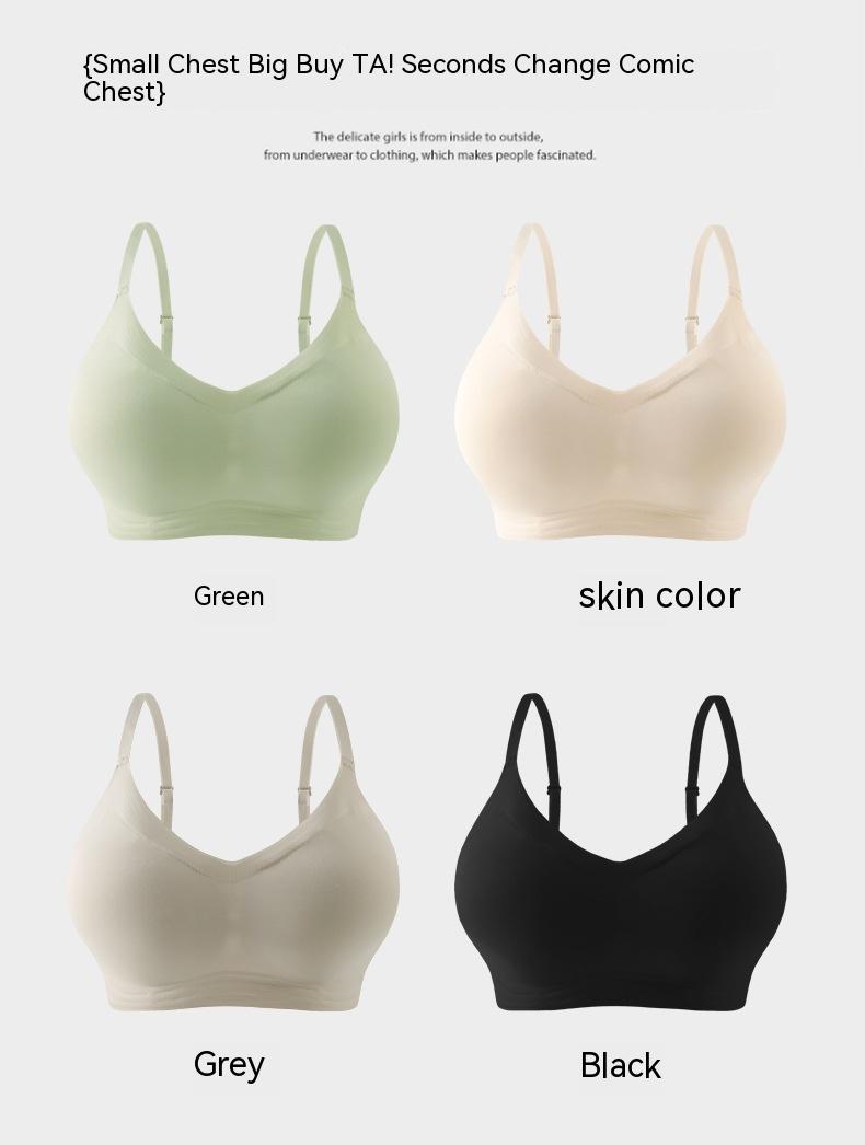 Product Introduction of Expansion cartoon breasts small breasts show large comfortable non-marking underwear female thickened cup pads breathable non-steel ring gathered bra 13