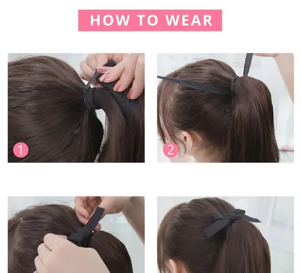 Aksesoris Hair Clip Hairclip Wig Wik Ponytail Korean 38cm 48cm 58 cm Rambut Palsu Sambung Warna Anak Perempuan Wanita Curly Cokelat Muda Cokelat Tua Hitam Black Extension 2