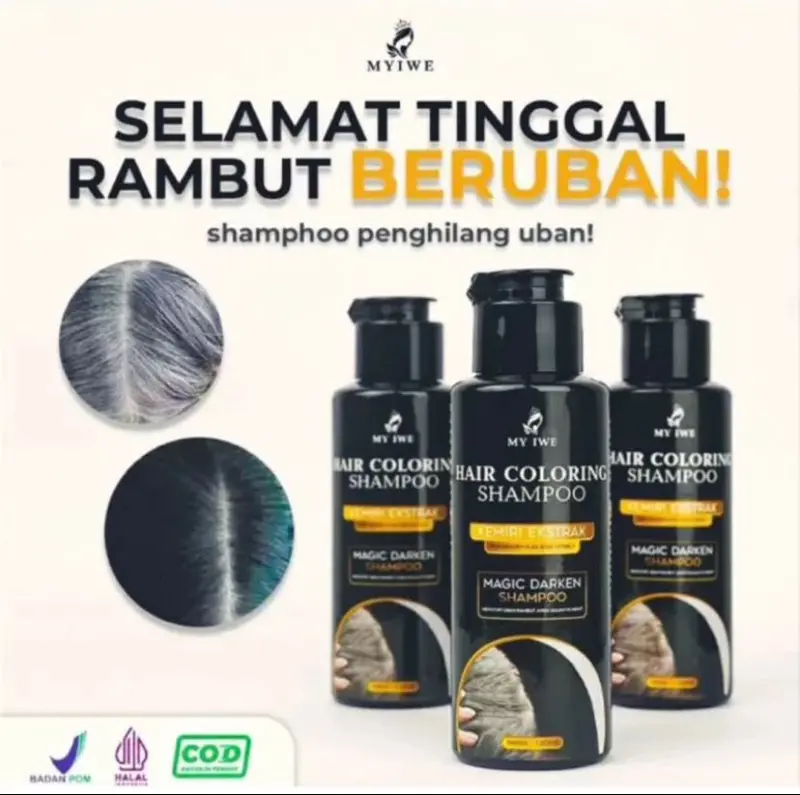 Shampoo My Iwe Hair Coloring Penghilang Uban Penghitam Rambut Cairan Khusus Nutrisi Kulit Kepala dan Rambut 3