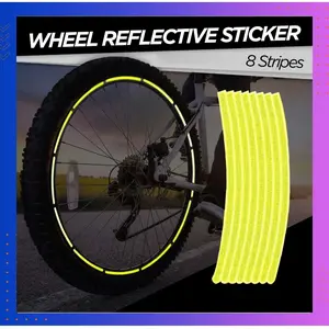 Stiker Roda Sepeda Bicycle Wheel Reflective Sticker 8 Strip A-0001 dengan 8 Garisan Reflektif untuk Keamanan Berkendara Aksesoris Sepeda Outdoor Material Fiber Panjang 21 cm Lebar 8 mm
