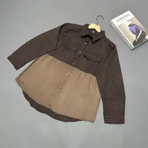 Luna Blouse Kombinasi - Kemeja Blouse Salur Mix Rayon Twill Premium - Atasan Wanita