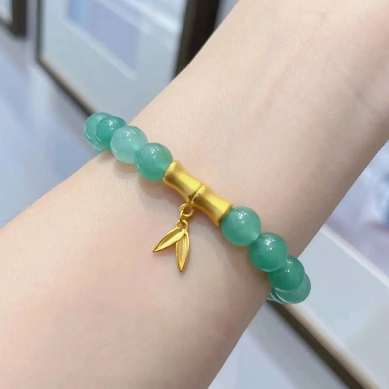 Xinjiang Kunlun Mountain jade green bamboo bracelet