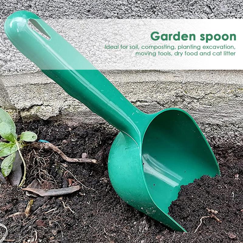 1x Green Plastic Garden Shovel Lightweight Garden Scoop Soil Shovel Gardening Tool Great for Soil, Compost, Planting Digging, Moving Tool, Dry Food and Cat Litter Scoop DESCRIPTION: 1x Garden scoop is Great for Soil, Compost, Planting Digging, Moving 5