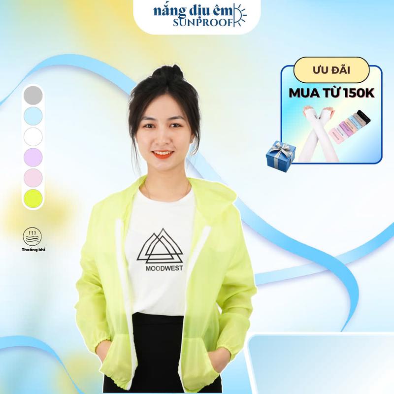 Áo khoác ngoài chống nắng dù siêu mỏng nhẹ, thoáng khí dành cho nữ áo khoác gió thể thao thời trang mùa hè Trang Phục SixMoon