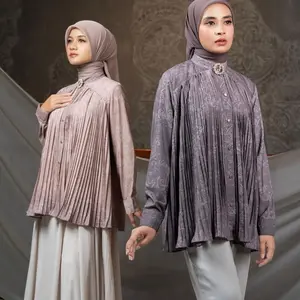 JAMILA ALA TOP | Blouse Wanita Berbahan Yoris Dilengkapi Plisket Bagian Depan, BUSUI & WUDHU FRIENDLY, Size M/L, Lingkar Dada 100/110 cm, Panjang Baju 72 cm