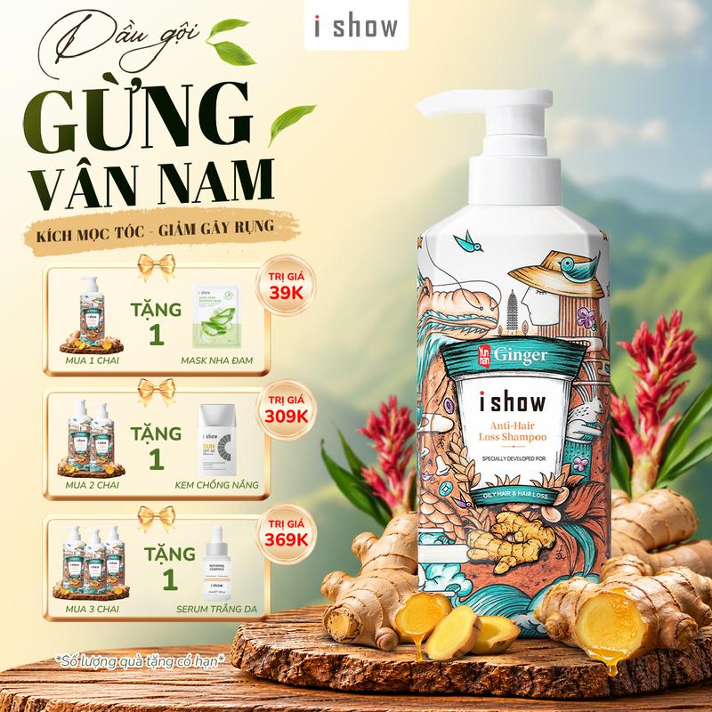 Dầu Gội Gừng Kích Mọc Tóc Hỗ Trợ Giảm Rụng Dưỡng Tóc Chắc Khoẻ - Dầu Gội Thảo Mộc ISHOW