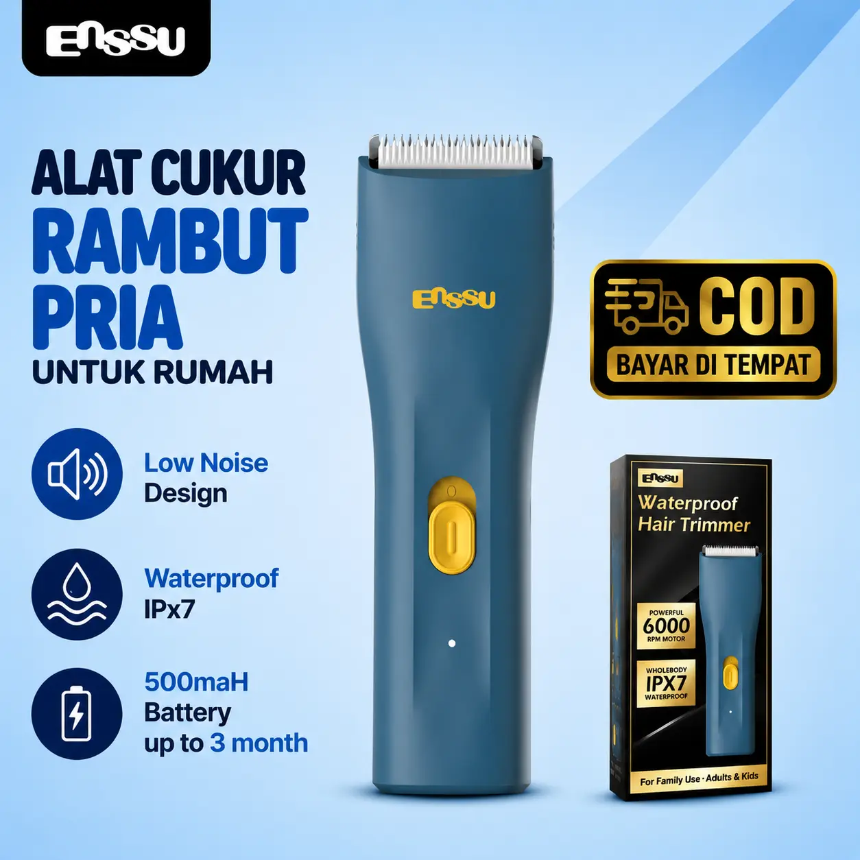 ENSSU Body Trimer (Alat cukur area sensitif Pria & Wanita) Brewok/kumis/jenggot/ketiak Mesin Elektrik ES006 Pencukur