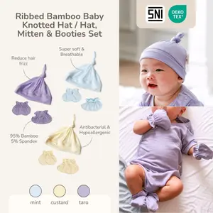Bamboo Hat, Mittens, and Booties - Petit Beary - Topi Sarung Tangan