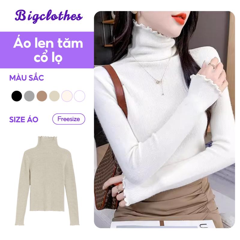 Áo Len Tăm Cổ Lọ Giữ Nhiệt Nữ BigClothes, Áo Giữ Nhiệt Cao Cổ Thiết Kế Viền Phong Cách A440