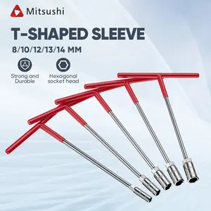 Mitsushi Kunci T-wrench Merah Hemat Tenaga Alat Perawatan Mobil Soket Hexagonal 8 10 12 13 14mm Baja Vanadium Anti Karat