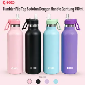 {LIVE} KKO- 750ml Tumbler Botol Minum Stainless Steel Straw Sipper Flip Top Cup Holder Compatible Handle  KC05/KC06