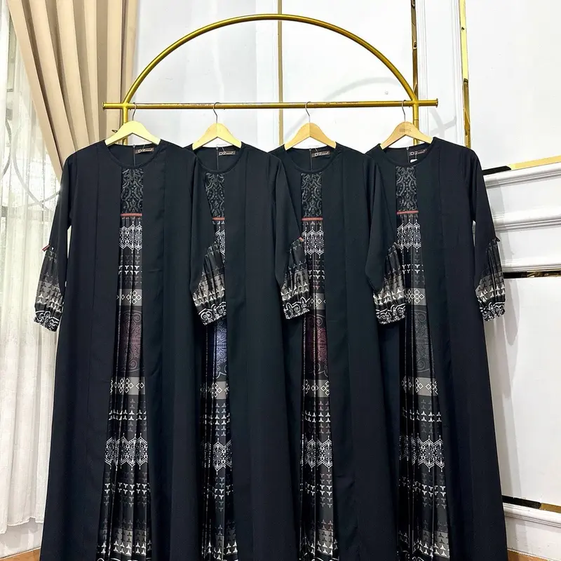 Rilza store gamis Lebaran 2025 silk import terbaru kekinian gamis pesta kondangan terbaru Muslim Wanita Dress Mewah Maxi Remaja Dewasa Syari Crinkle Mutiara 1