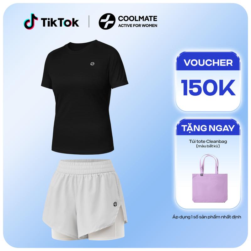 [Outlet Không đổi trả] Set đồ gồm áo Core tee slim V2 và quần shorts nữ chạy bộ 3.5inch Core Shorts thể thao co giãn, thoáng mát - Coolmate Active For Women
