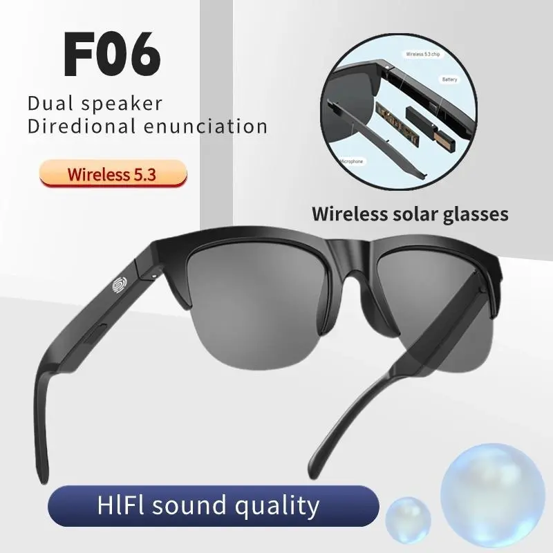 Kacamata Audio Bluetooth Open Ear Anti UV Lensa HD - Earphone Speaker Ganda HIFI Suara Jernih untuk Musik & Telepon