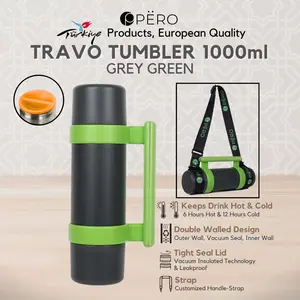 [KOKO PANCI PO 30 HARI] Pero Travo Tumbler Permos 1000ML / Botol Minum Tumbler Vakum Anti Panas Dan Dingin