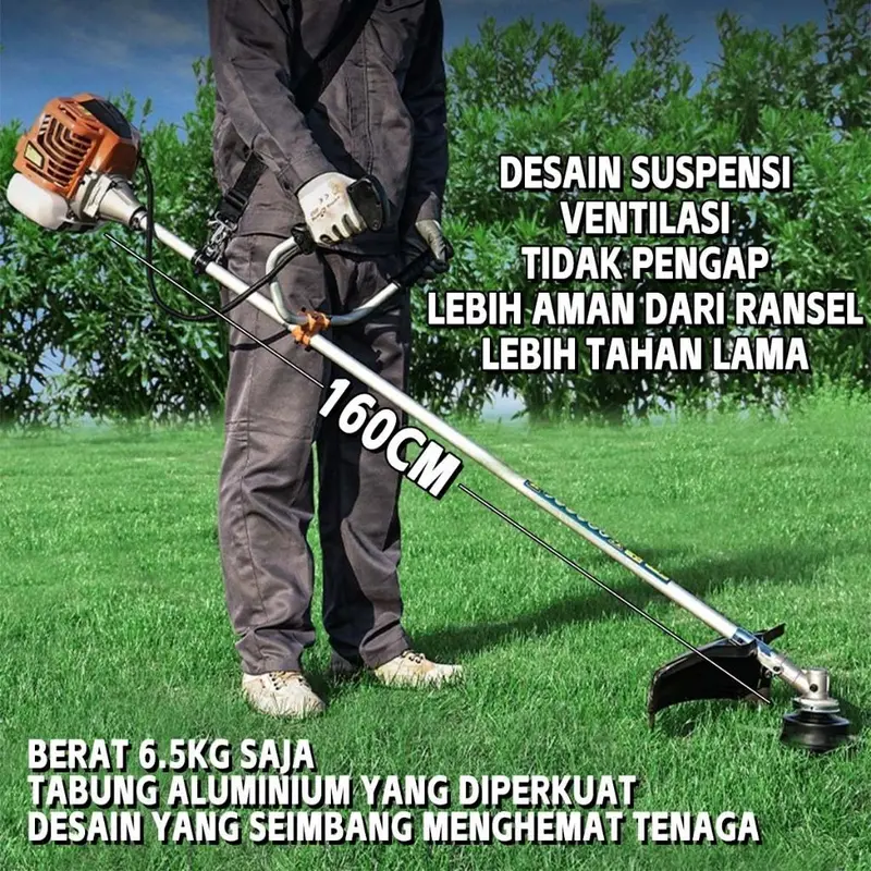 REAIM Mesin Potong Rumput Gendong 4 Tak 10000RMIN Brush Cutter 2 Tak 4 Stroke Desain Lipat Praktis Untuk Pemangkasan Rumput Tanaman Kuat Tahan Lama Hemat Bahan Bakar Mudah Digunakan Cocok Kebun Lahan Pertanian Pekarangan Rumah Harga Terbaik 5