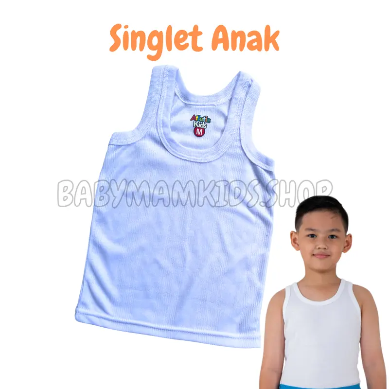 1 Lusin (isi 12) Kaos Dalam Sporot Singlet Anak Putih Polos 0