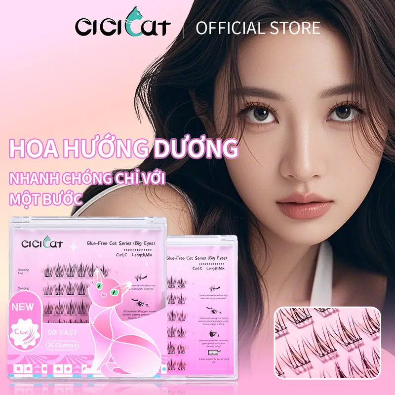 Lông Mi Giả, CICI CAT, Không Keo, Dung Tích Lớn, Cong Tự Nhiên, Dày Và Dài, Không Thấm Nước Và Mồ Hôi, Nhiều Kiểu Lựa Chọn Women Trang Điểm Cosmetic Mỹ Phẩm 6
