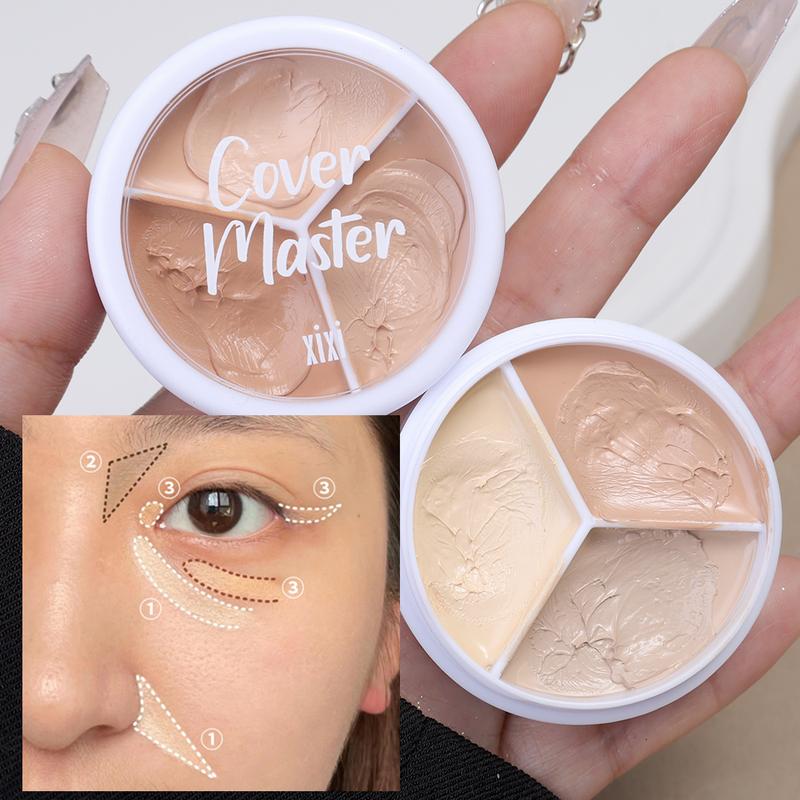 Product Introduction of 3 Colors Concealer Palette Face Contour Corrector Moisturizing Full Coverage Spots Dark Circles Concealer Makeup 11