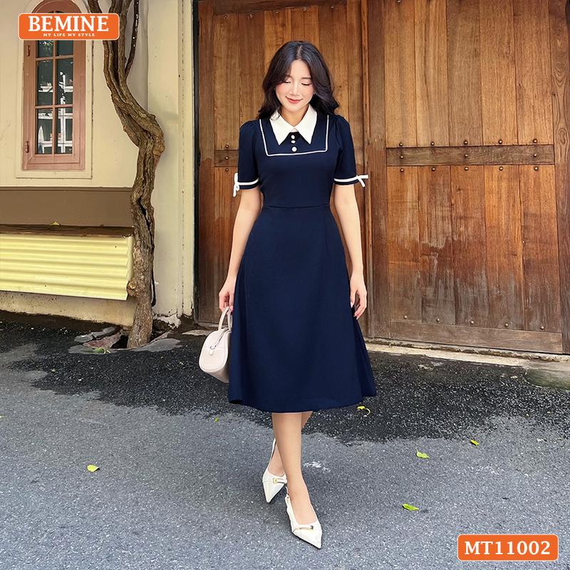 Đầm thiết kế BEMINE cổ đức có viền dáng chữ A phù hợp đi làm-MT11002