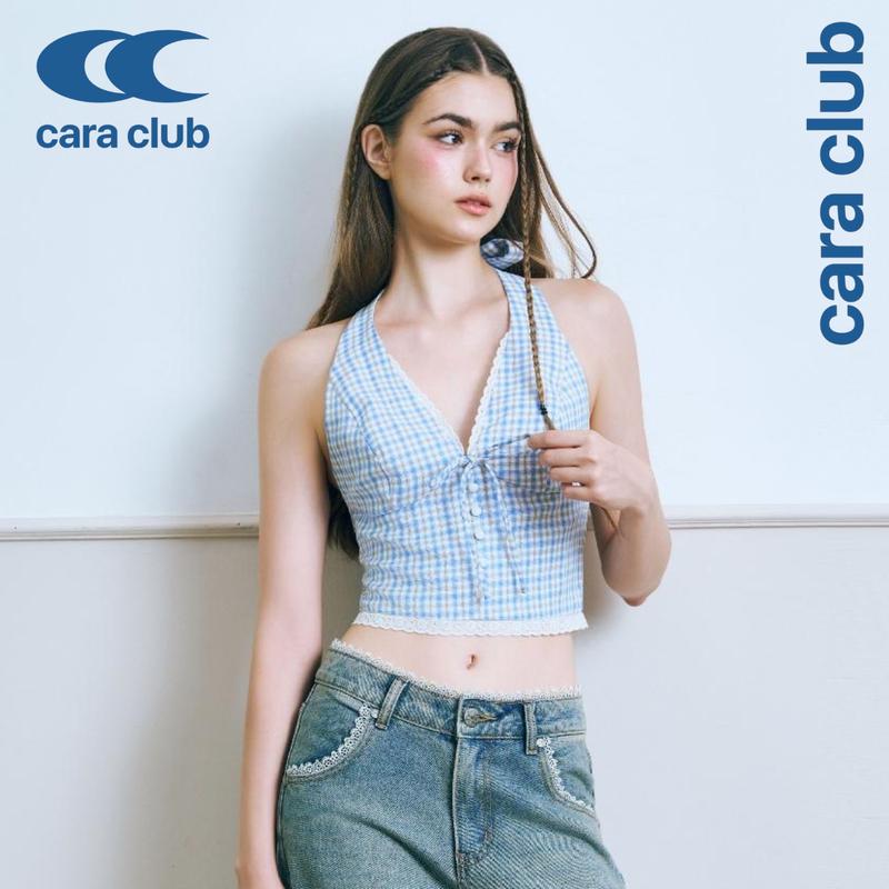 CARA Áo croptop cổ yếm nữ Natis caro phối ren cá tính - EXC