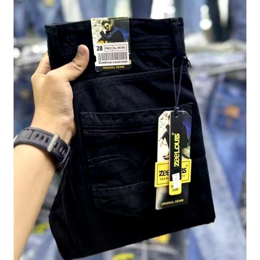celana panjang jeans ZEE LOUIS 100% original/celana jeans zee Louis pria terbaru terpopuler Hitam Distro Denim