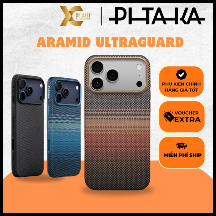 Ốp Pitaka Aramid Ultraguard Sunset/ Moonrise/ Black Bản Full Viền – Siêu Phẩm Từ Sợi Aramid Dệt cho iP