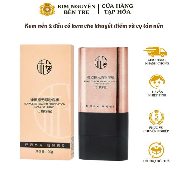 Kem nền 2 đầu có kem che khuyết điểm và cọ tán nền hiệu ứng làm sáng kiểm soát dầu lâu trôi Trang điểm nhanh chống nước và mồ hôi