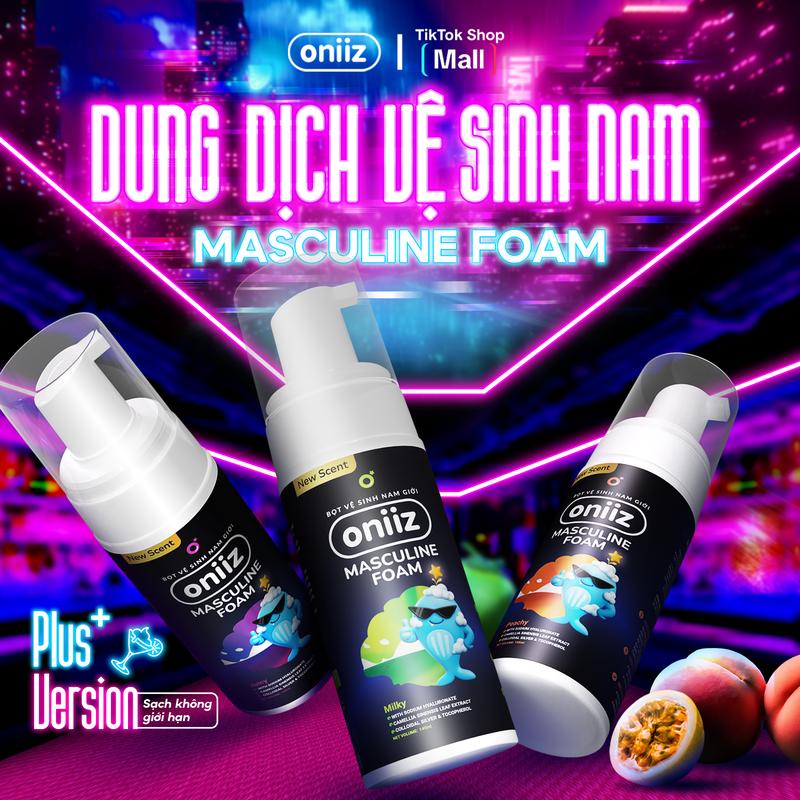 Dung dịch vệ sinh nam Masculine Foam Oniiz Plus, Bọt vệ sinh nam giới sạch sâu, dưỡng ẩm, hương Cocktail 145ml