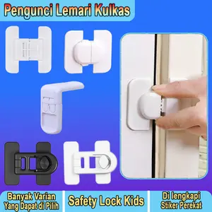 Taffhome Stiker Gembok Tempel Pengunci Lemari Kulkas Laci Pengait Pintu Pelindung Baby Safety Lock