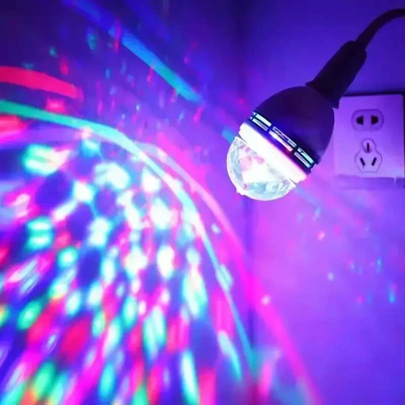 Bóng đèn LED Xoay, đầy màu sắc, cho sân khấu khiêu vũ tại nhà KTV, đèn sân Khấu, đèn bóng ma thuật, tự di chuyển, đèn tạo không khí mini, cung cấp dòng điện liên tục, tạo không khí 3