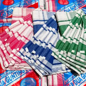 {6pcs} TERMURAH Serbet Warna Jumbo Motif Kotak Besar Cap Dua Gunting 60x60cm 100% Katun Premium  Peralatan Dapur Multifungsi Tebal dan Menyerap air