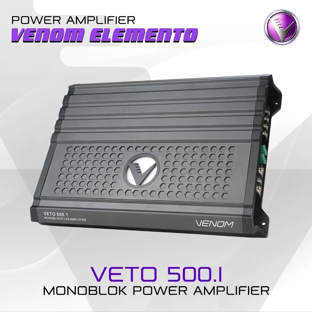 Power Amplifier Monoblock Subwoofer Bass Audio Mobil VENOM ELEMENTO VETO 500.1 ORIGINAL VENOM
