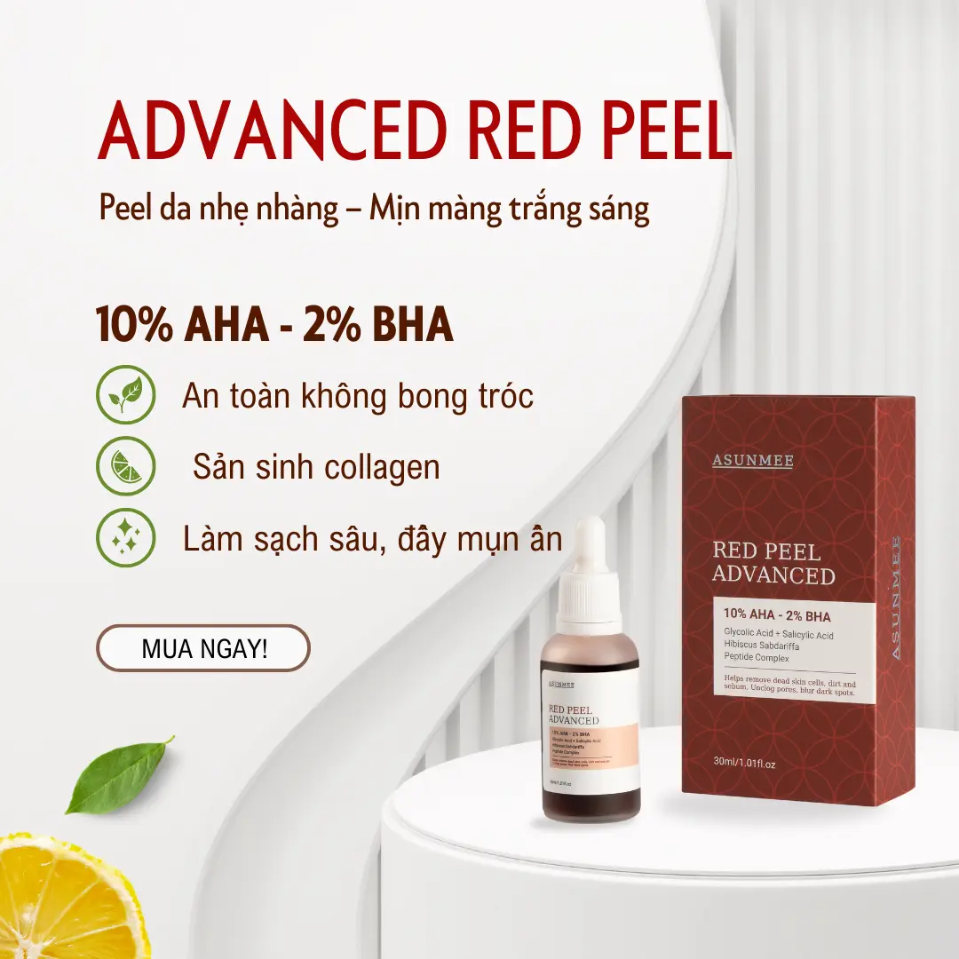 Tinh chất ADVANCED RED PEEL 10% AHA-2%BHA (Peel an toàn không bong tróc) - ASUNMEE 30ML