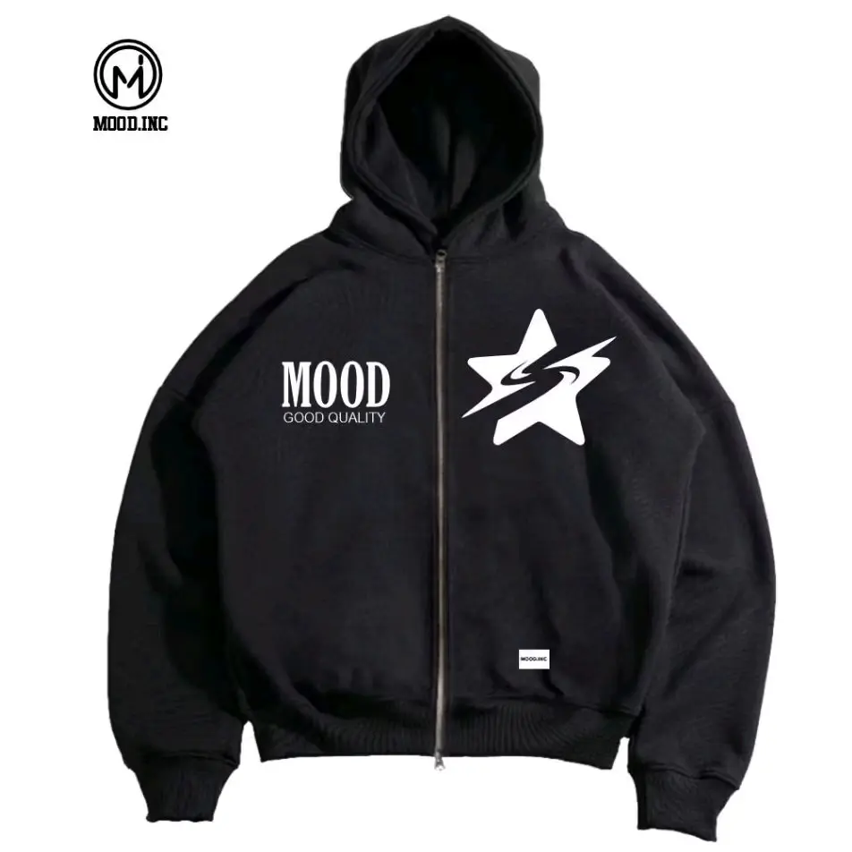 MOOD INC | SWEATER HOODIE BOXY OVERSIZE ZIPPER | AITEEINS Pria Wanita Unisex Nyaman Santai