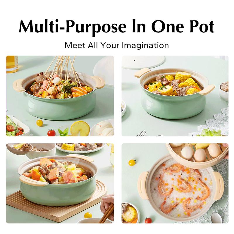 Redchef Nonstick Ceramic Rock 24cm Soup Pot Casserole steamer No PFAS& PTFE& PFOA Suitable for All Stove