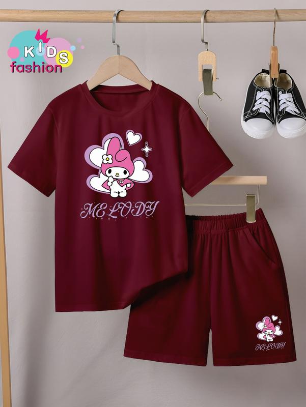 Setelan Anak Laki-laki / Perempuan dan Celana Pendek Ukuran 3-10thn Motif Melo Love Fashion 5