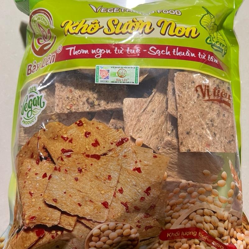   túi 500g khô sườn non chay ướp sẵn Bảy Lên loại mỏng  vị ớt và vị tiêu  